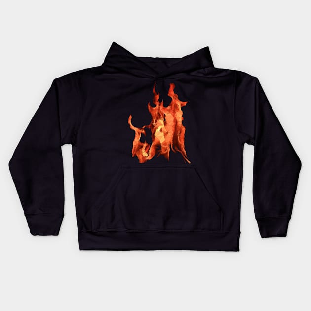 Low Poly Fire Kids Hoodie by TRIME